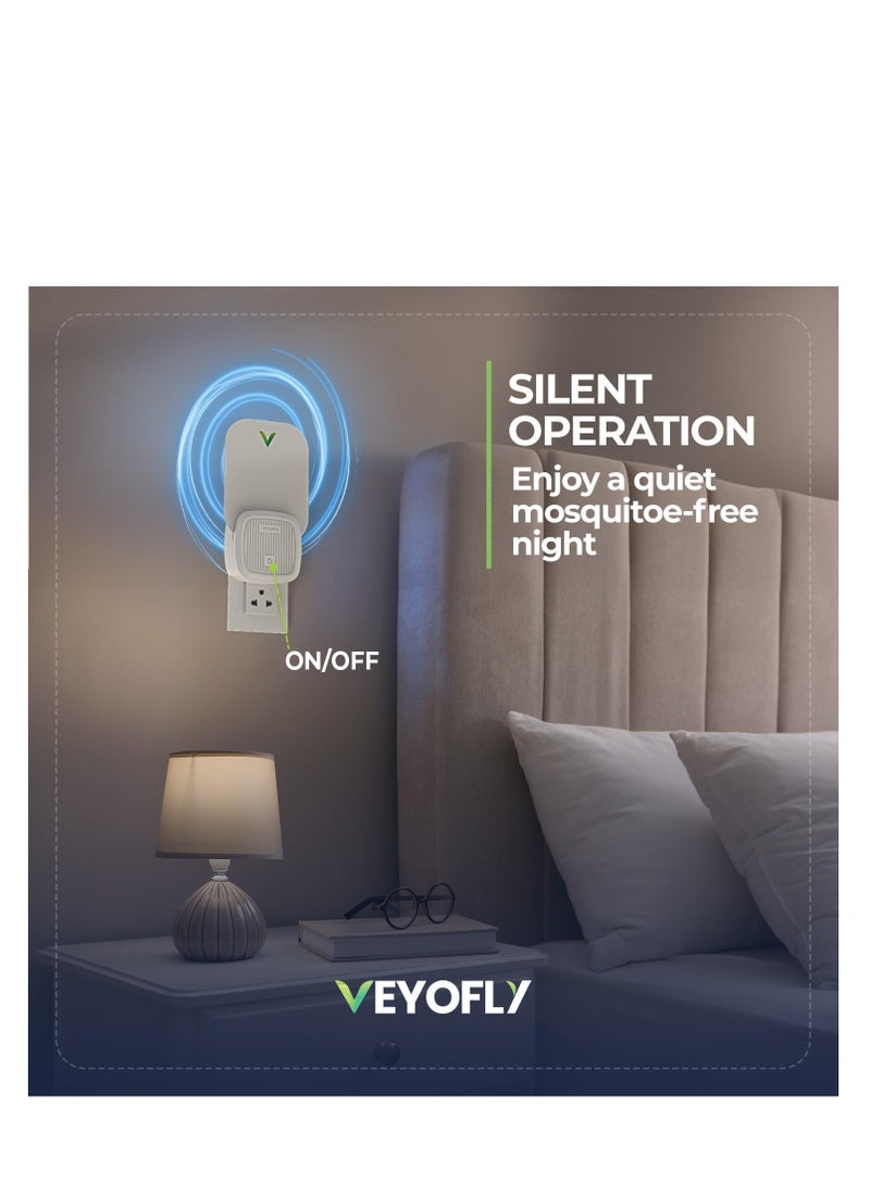 VEYOFLY Indoor Flying Insect Trap - Plug-in Bug Light Trap for Fruit Flies, Gnats and Houseflies - Odorless and Mess Free (1 Device + 3 Glue Boards)  - Image 2