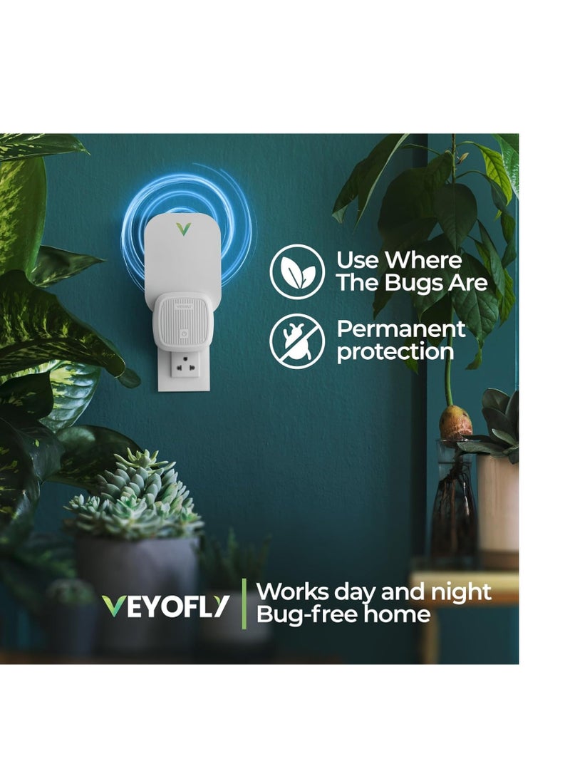 VEYOFLY - Indoor Flying Insect Trap - Plug-in Bug Light Trap for Fruit Flies, Gnats and Houseflies - Odorless and Mess Free (1 Device + 3 Glue Boards) - Image 1