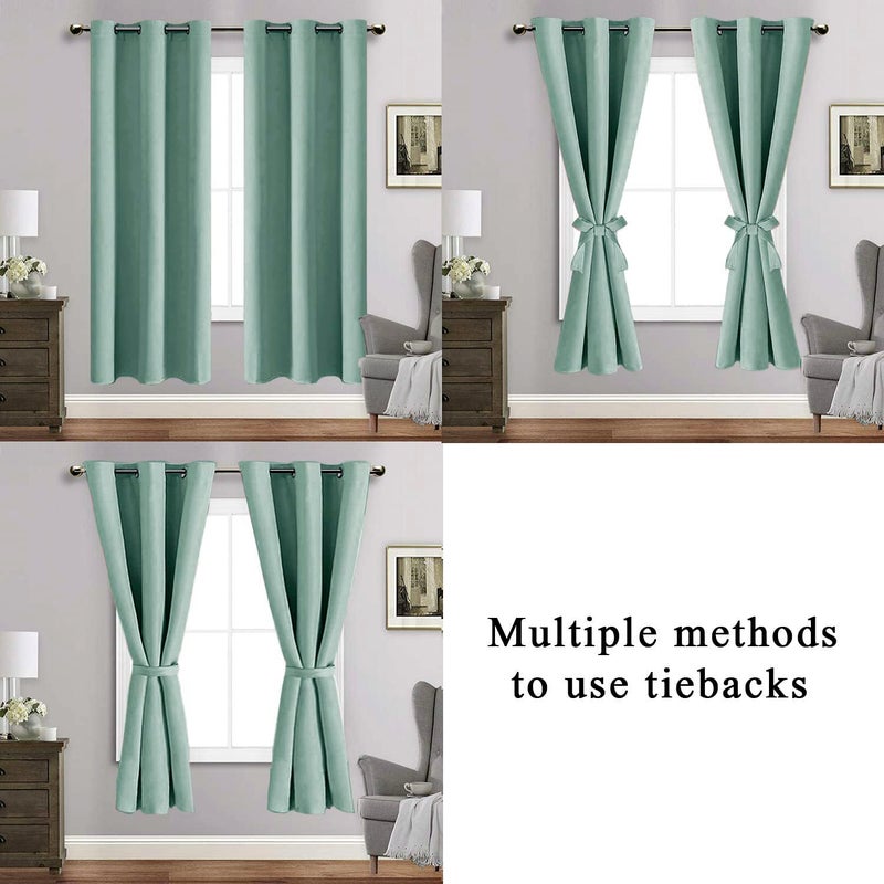 JIUZHEN Light Sage Blackout Curtains for Bedroom - Light Blocking and Noise Reducing Grommet Curtains for Living Room Darkening Curtains  Set of 2 Window Curtain Panels  38 x 63 Inch Length - Image 5