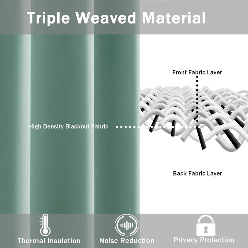 JIUZHEN Light Sage Blackout Curtains for Bedroom - Light Blocking and Noise Reducing Grommet Curtains for Living Room Darkening Curtains  Set of 2 Window Curtain Panels  38 x 63 Inch Length - Image 4