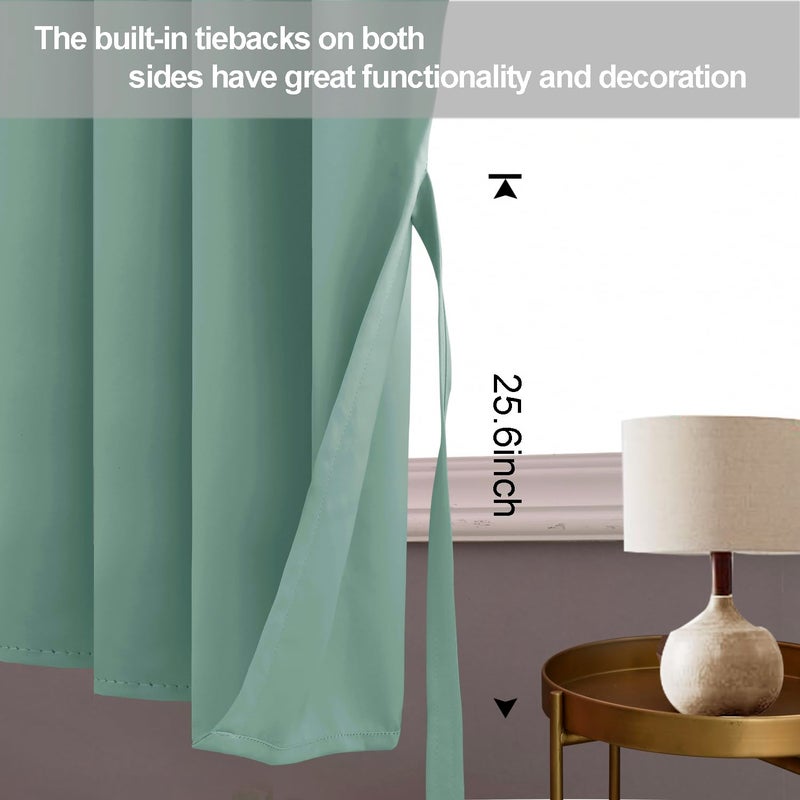 JIUZHEN Light Sage Blackout Curtains for Bedroom - Light Blocking and Noise Reducing Grommet Curtains for Living Room Darkening Curtains  Set of 2 Window Curtain Panels  38 x 63 Inch Length - Image 3