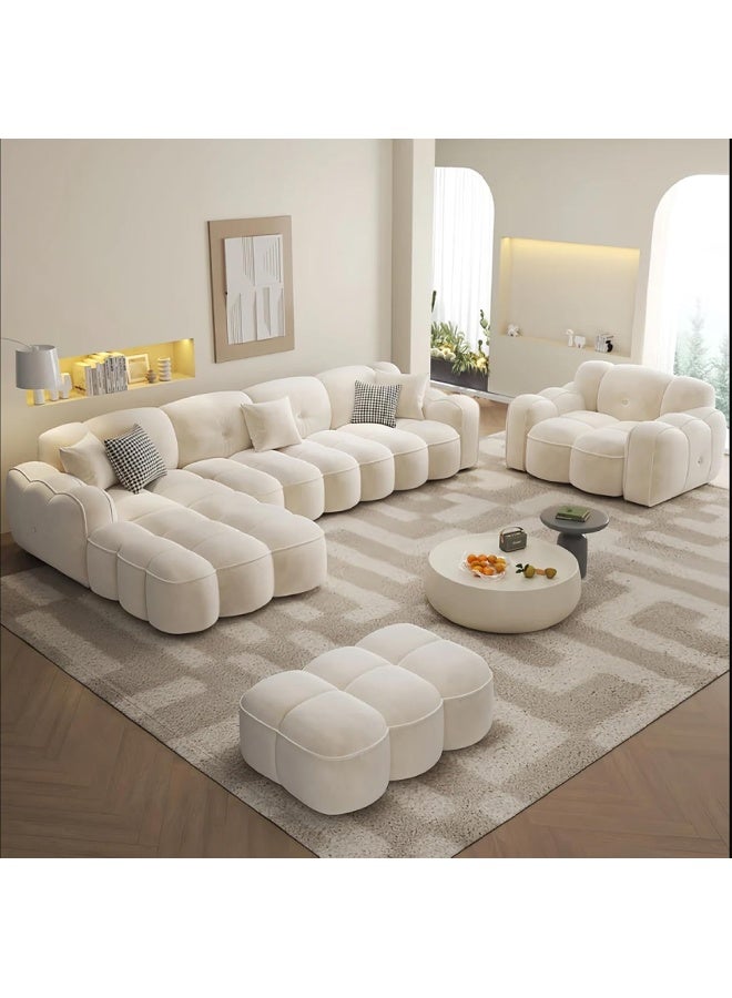 Generic Marshmallow Fabric Sofa  Cozy Overstuffed Design for Your Living Room Comfort  - Image 1