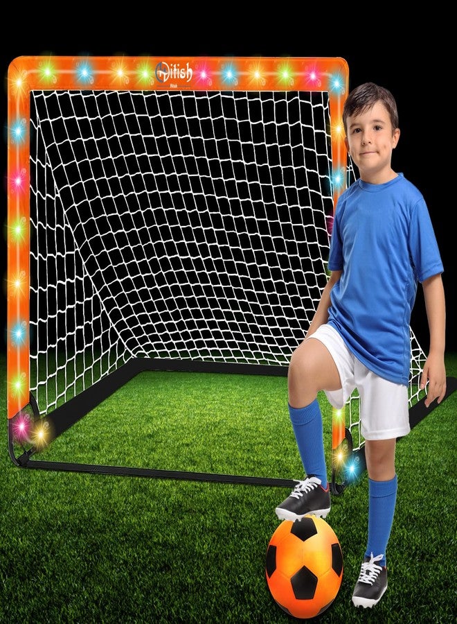 Hitish Kids Soccer Goals Set for Backyard - Portable Pop Up Light Soccer Net for Toddler Age 3-5 6-8 8-10 10-12 and Ball - Youth Target Soccer Games Sports Gift for Outdoor, 4 x3Ft - Image 1