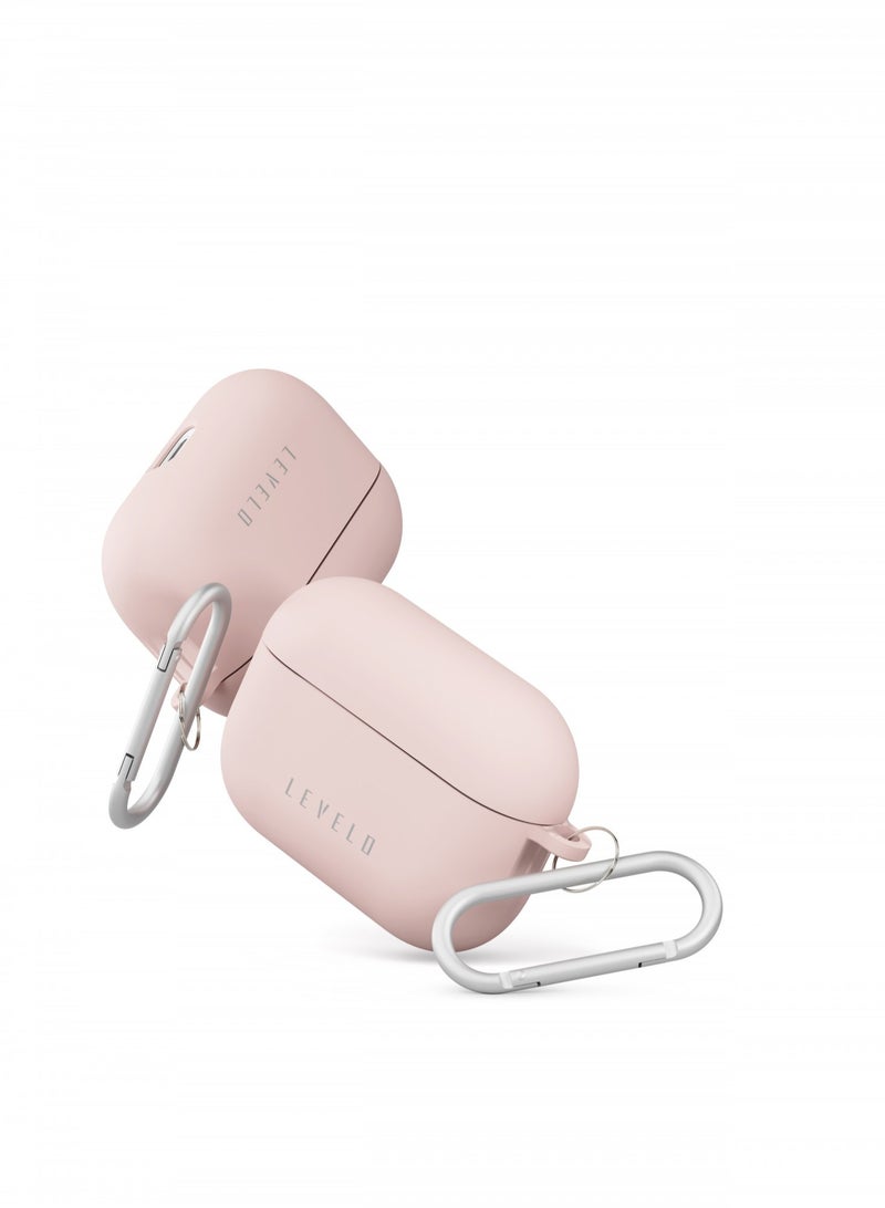 LEVELO Gorra Silicone Airpods Pro Case / Cleanable / Easy Snap-On / Shockproof / Smooth Silicone Feeling / Slim & Thin Design - Pink - Image 2