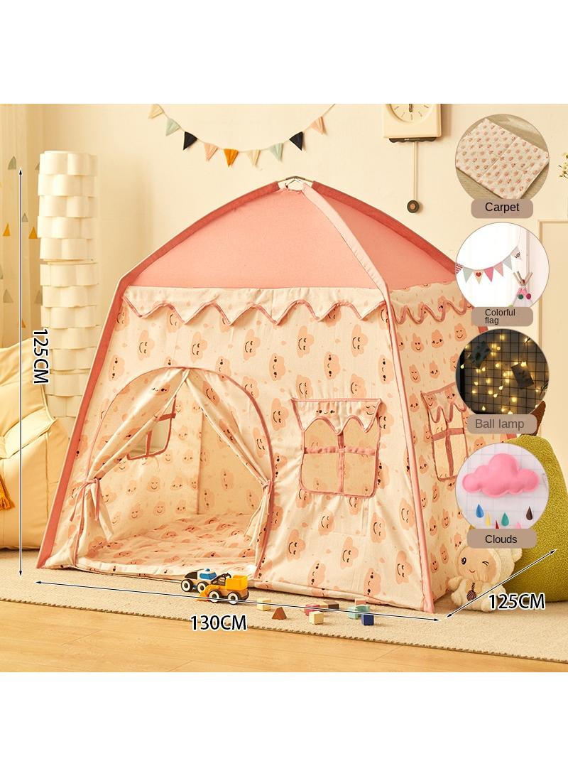 general Princess Castle Play Tent for Kids, Indoor Outdoor Game House with Carpet/Ball/Colored Flag/Cloud, Easy to Assemble & Store, Ideal Birthday/Children’s Day Gift for Girls and Boys - Image 1
