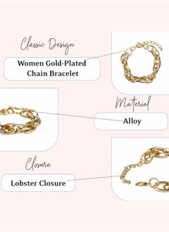 Just Peachy Just Peachy Women's Gold-Plated Chain Bracelet, Elegant & Fashionable Design, Adjustable Length, Premium Quality Plating for Long-Lasting Shine, Perfect for Layering or Wearing Ideal Gift for Her  - Image 4