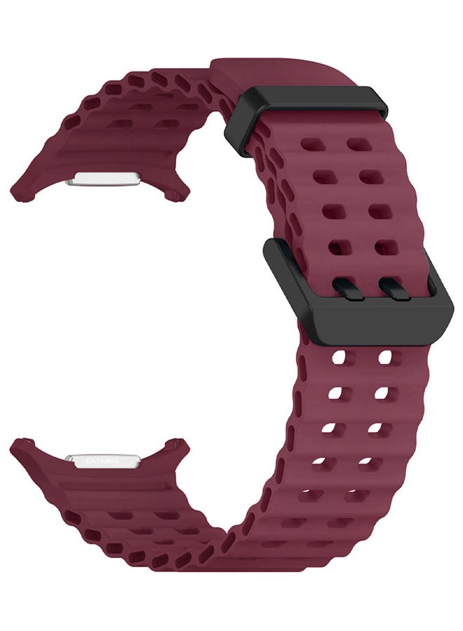 CATANES Strap Silicone Replacement for Samsung Galaxy Watch 8 Ultra Band 47mm, Rugged Soft Ocean Silicone Sport Accessory Fit for Samsung Galaxy Watch Ultra Band Dual Row Hole - Maron - Image 2