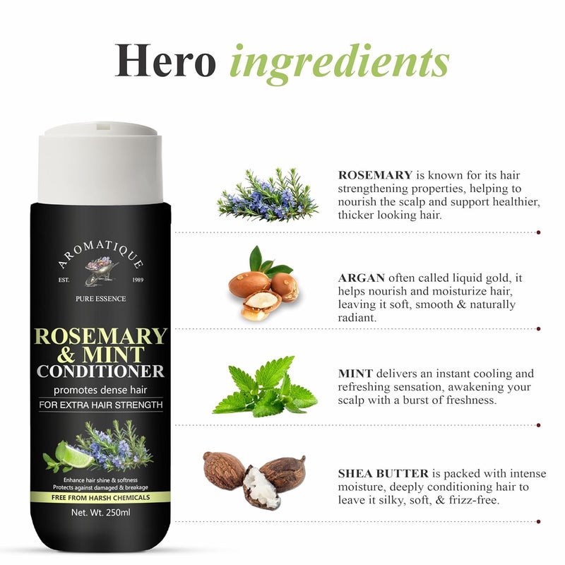 Aromatique Mint Rosemary Conditioner for Hair Growth Supports Hair Strength Smooth Conditioner for Dry and Crinkled Hair Weightless Treatment 250ml - Image 3