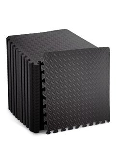 WISFOR 12PCS Interlocking Floor Mat 60×60cm EVA Foam Tiles Thick Puzzle Gym Flooring Rubber Large Exercise Mats for Home Workout Fitness Baby Play Black  - Image 1
