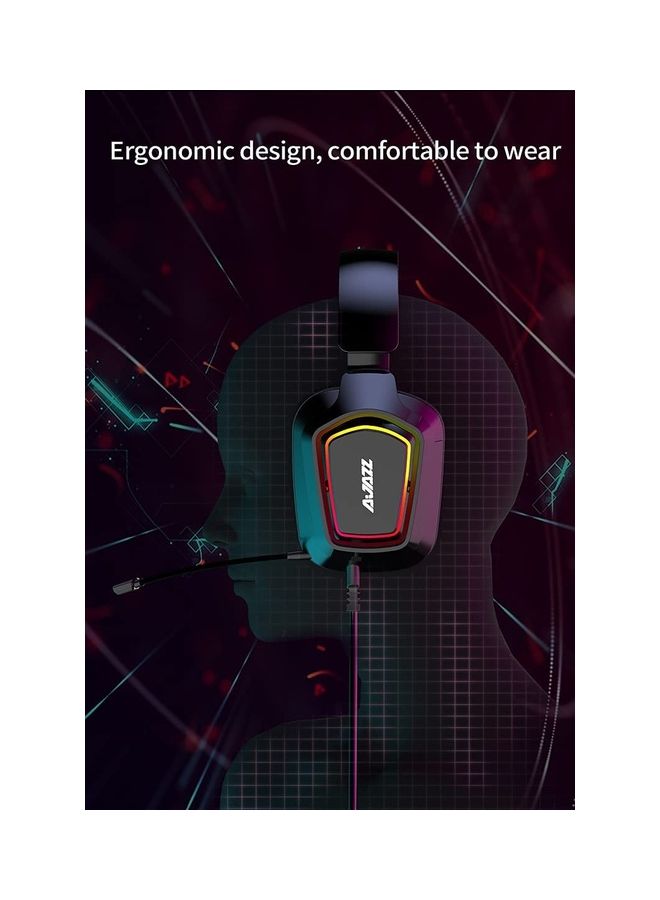 NIBEMINENT سماعة رأس USB 7.1 للصوت المحيطي مع إضاءة RGB وميكروفون تلسكوبي - Image 3