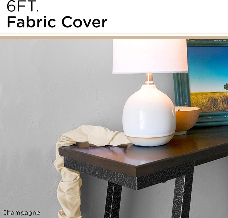 Cordinate Fabric Cord Cover 2 Pack, 6 Ft, Cable Management and Hider, Easy Installation, Great for Lamps, Light Fixtures, and Desks, Champagne, 48660 - Image 2