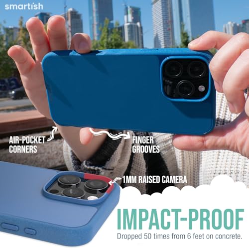 Smartish® iPhone 16 Pro Max Magnetic Case - Gripmunk Compatible with MagSafe [Lightweight + Protective] Slim & Thin Grip Cover with Microfiber Lining for Apple iPhone 16 Pro Max - Blues on The Green - Image 4