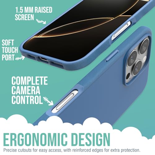 Smartish® iPhone 16 Pro Max Magnetic Case - Gripmunk Compatible with MagSafe [Lightweight + Protective] Slim & Thin Grip Cover with Microfiber Lining for Apple iPhone 16 Pro Max - Blues on The Green - Image 3