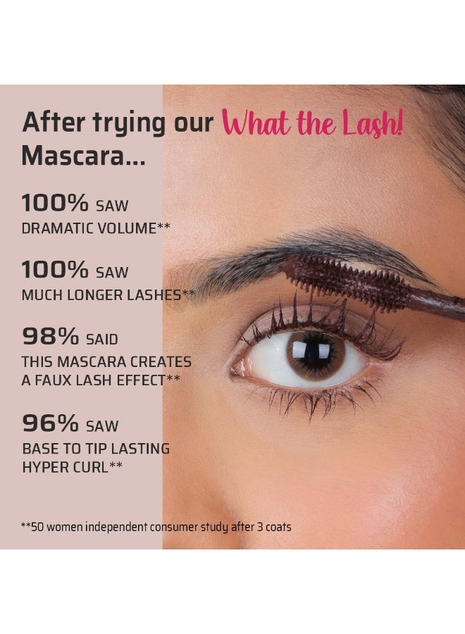 LAMIOR What The Lash! Mascara & Flexilift Brow Gel Duo | Extreme Volume & Length Mascara with Hypercurl | Waterproof Long-Lasting 24-Hour Wear | False Lash Effect | 2-in-1 Tinted Brow Lift Gel with Biotin & Argan Oil | Smudge-Proof Makeup for Eyes (Intense Brown) - Image 2