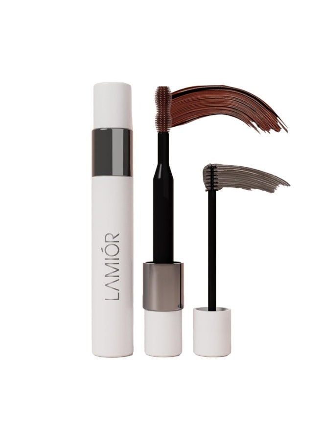 LAMIOR What The Lash! Mascara & Flexilift Brow Gel Duo | Extreme Volume & Length Mascara with Hypercurl | Waterproof Long-Lasting 24-Hour Wear | False Lash Effect | 2-in-1 Tinted Brow Lift Gel with Biotin & Argan Oil | Smudge-Proof Makeup for Eyes (Intense Brown) - Image 1