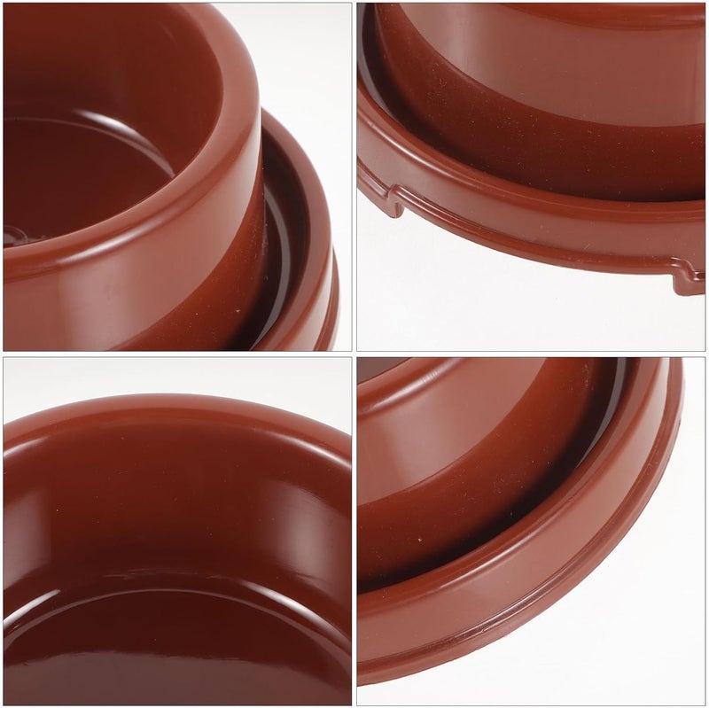 Plastic Dog Bowl and Cat Feeding Holder, Brown Round Pp Pet Feeding Bowl with Design, Practical Puppy Food Dish for Home and Travel Use - Image 3