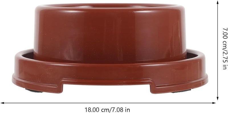 Plastic Dog Bowl and Cat Feeding Holder, Brown Round Pp Pet Feeding Bowl with Design, Practical Puppy Food Dish for Home and Travel Use - Image 2