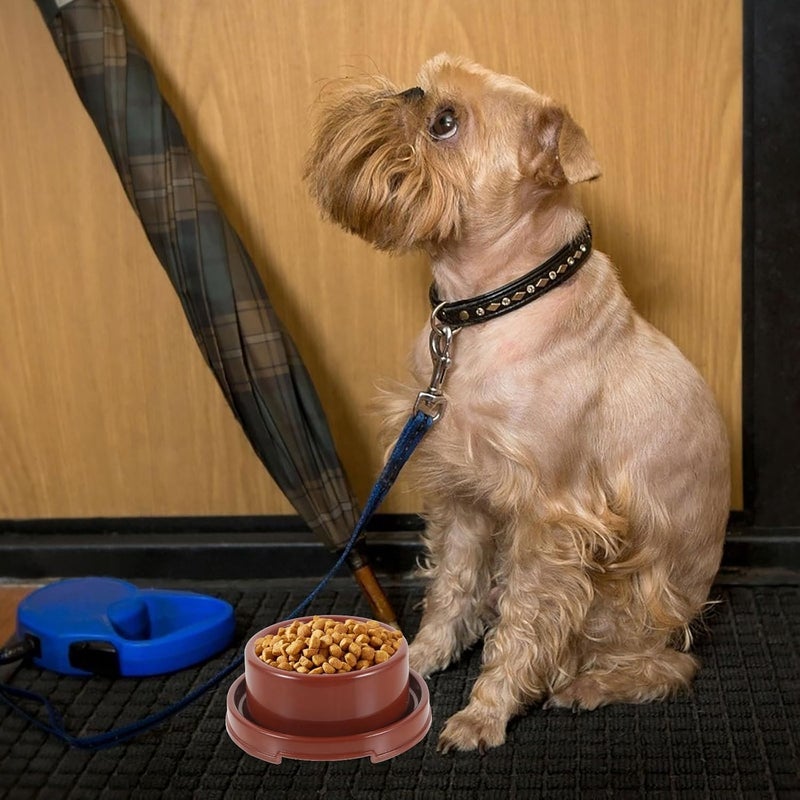 Plastic Dog Bowl and Cat Feeding Holder, Brown Round Pp Pet Feeding Bowl with Design, Practical Puppy Food Dish for Home and Travel Use - Image 5