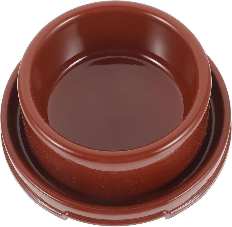 Plastic Dog Bowl and Cat Feeding Holder, Brown Round Pp Pet Feeding Bowl with Design, Practical Puppy Food Dish for Home and Travel Use - Image 1