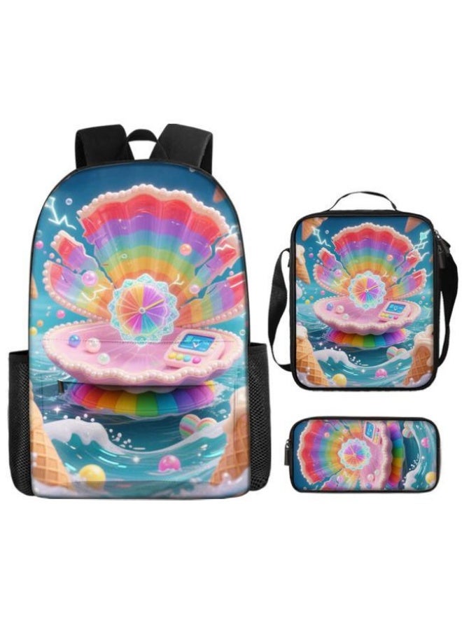 Bright Li Fire Backpack + handbag + stationery bag | Back-to-school season/holiday gift | Cartoon bag three-piece set, easy to cope with various occasions (students, children, friends' outings, mountain climbing, school, etc.) - 79 - Image 2