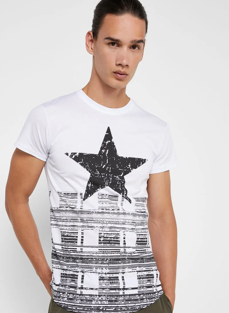 Seventy Five Star Print Crew Neck T-Shirt