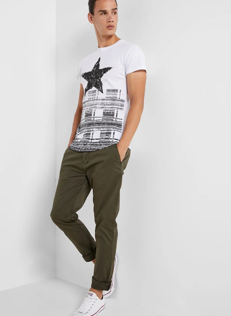 Seventy Five Star Print Crew Neck T-Shirt