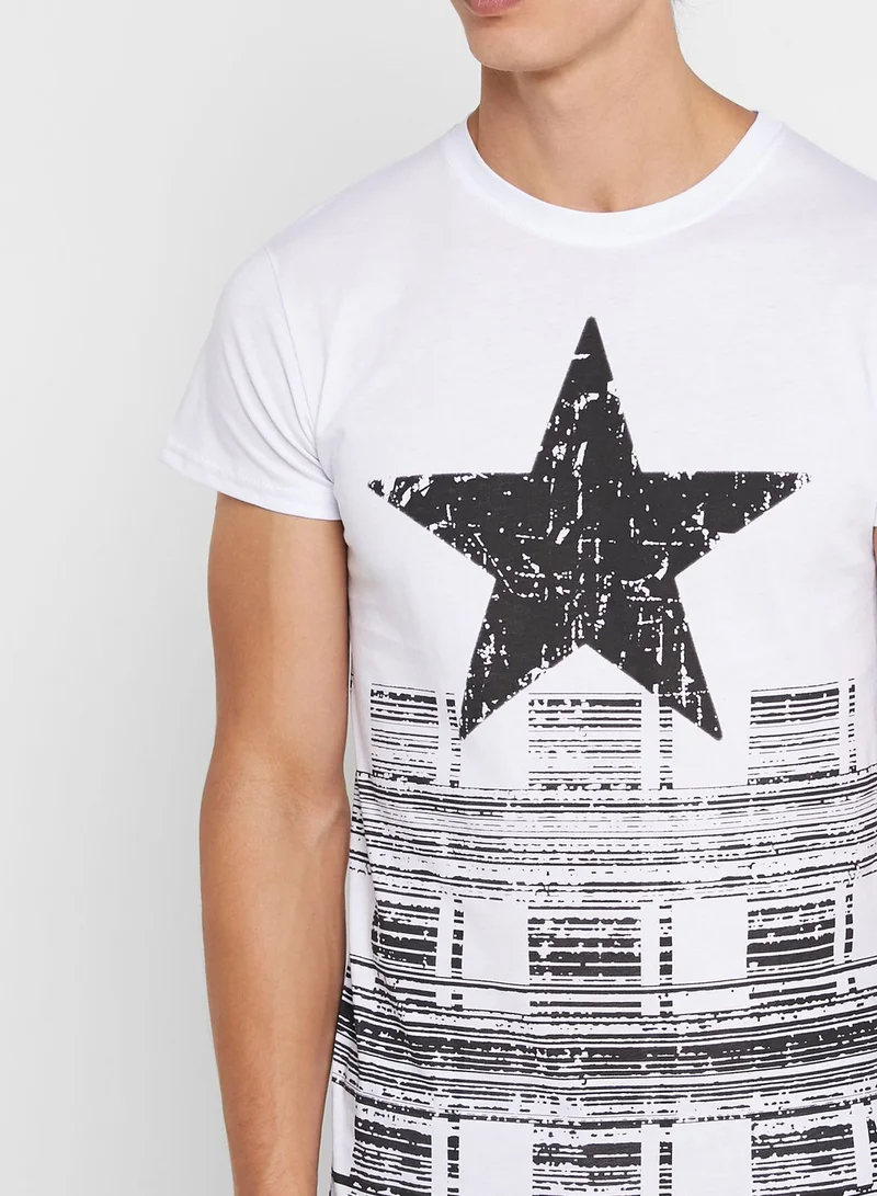 Seventy Five Star Print Crew Neck T-Shirt