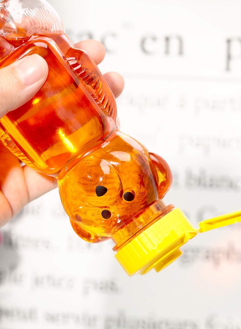 SOLARAE 4 Pieces Juice Bear Bottles, Honey Bear Drinking Bottles,Plastic Reusable Drinking Cups,Includes 4 Soft Silicone Straws,Daily Drinking Supplies(Yellow) - Image 4