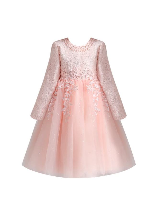 Luobobeibei Girls' Long Sleeve Princess Dress Spring Birthday Party Dress Pink - Size 130 - Image 3
