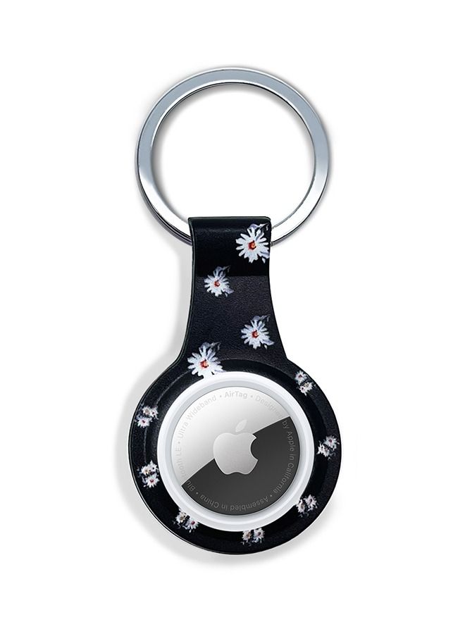Theodor Protective Silicone Case Cover with Key Ring White flowers For Apple AirTag  - Image 1