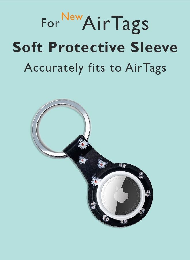 Theodor Protective Silicone Case Cover with Key Ring White flowers For Apple AirTag  - Image 2