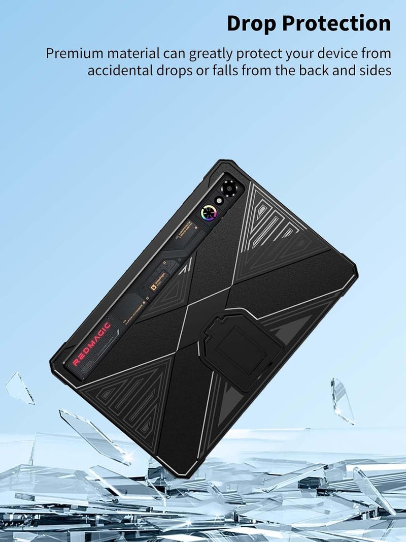 NOUKAJU شكل عصري وعملي حافظة لجهاز REDMAGIC Astra Gaming Tablet مقاس 9.06 بوصة، حماية NOUKAJU للجهاز اللوحي، مقاومة للسقوط، مقاومة للخدوش، حامل قابل للطي، غطاء حماية لجهاز REDMAGIC Tablet 3 Pro (أسود) - Image 5