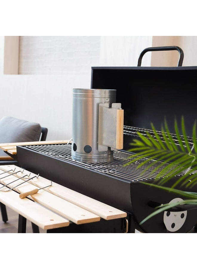 Danube Home Inferno Charcoal Chimney For Patio Lawn Garden Picnic Camping - 27X17X27.5 Cm-Silver - Image 1