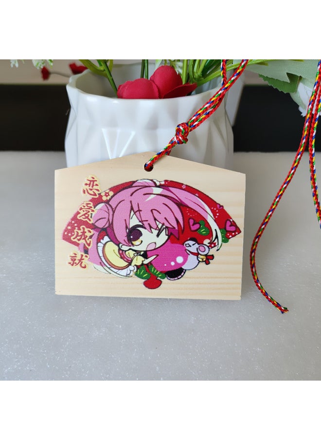 Animation Two-dimensional Thousands Of Love Flowers Wish Card Royal Guard Wish Card Solid Wood Card Listed In Japan Painted Horse Wood Card Cong Rain-Color:11—saddle Horse Xiaochun (size 12*8*0.6cm) 10 Pieces  - Image 1