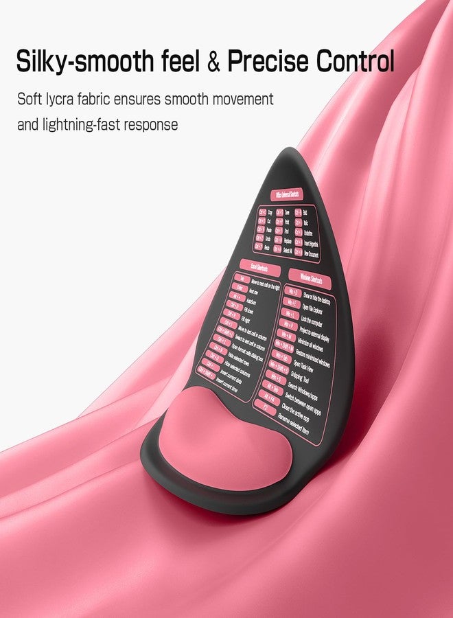 Senetem Mouse Pad with Wrist Rest - Ergonomic Memory Foam Support, Small Cute Excel Cheat Sheet Mousepad with Windows & Office Shortcuts, Non-Slip PU Base, for Computer Desk Laptop Travel, Black Pink - Image 5