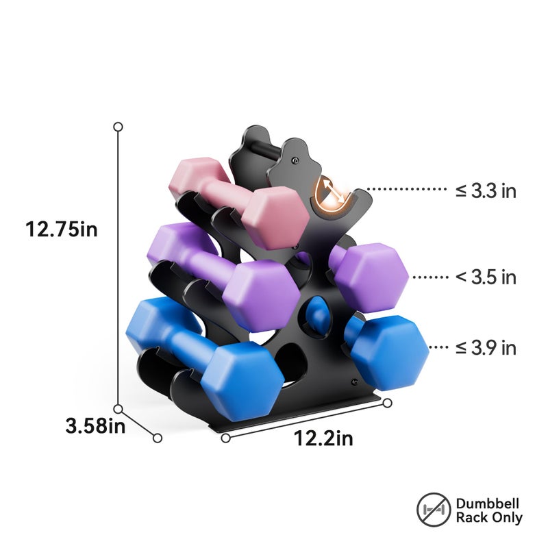 Josmimic 3 Tier Dumbbell Rack, Weight Rack For Home Gym, Dumbbell Stand for Free Weights - Image 4
