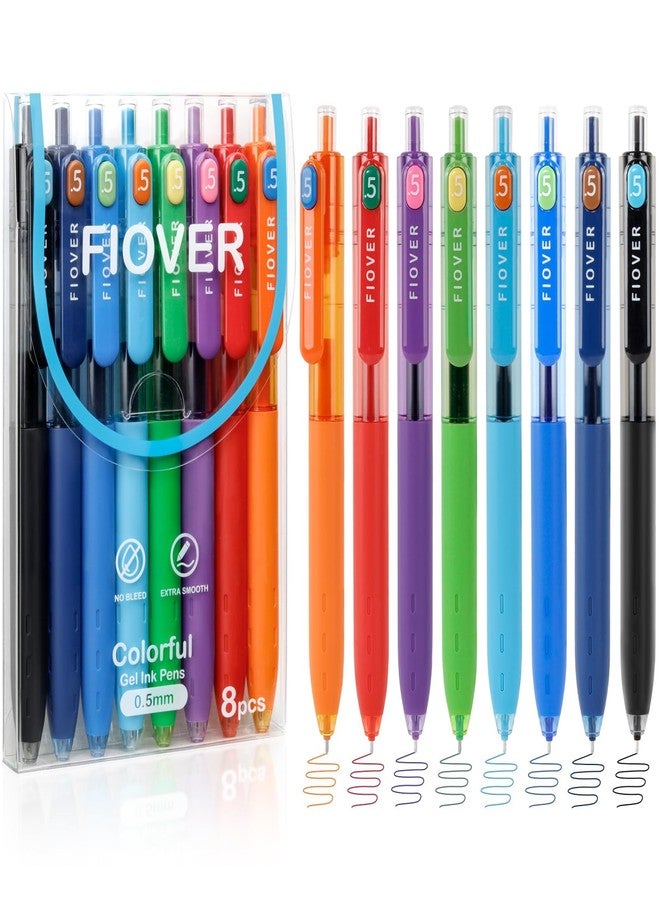 FIOVER Colored Gel Pens, 0.5mm Quick Dry Ink Fine Point Smooth Writing Colorful Pens for Journaling, School Supplies, Gifts for Nurses and Teens, Stocking Stuffers for Women (8PCS) - Image 1