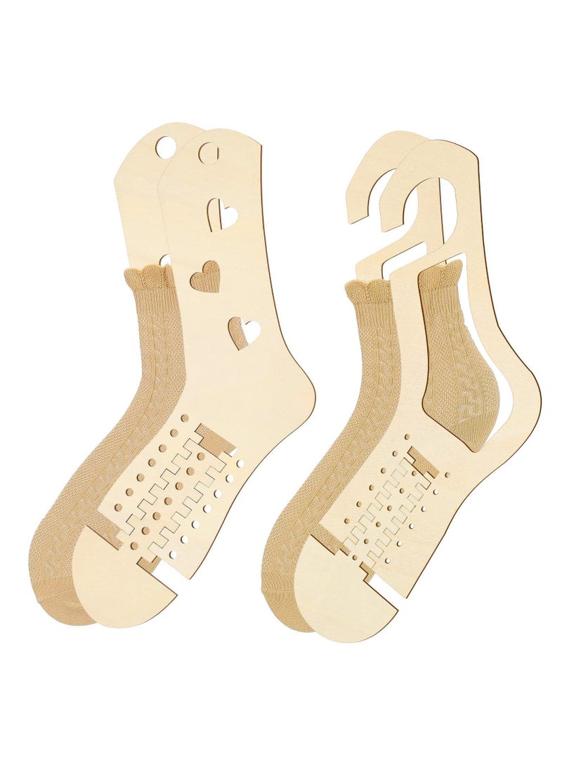 SYOSI SYOSI Wooden Sock Blockers for Knitting, Adjustable Sock Blocker for Knitting Crochet Stocking Display Molds Knit Sock Form Stretchers (4 Pieces)  - Image 1