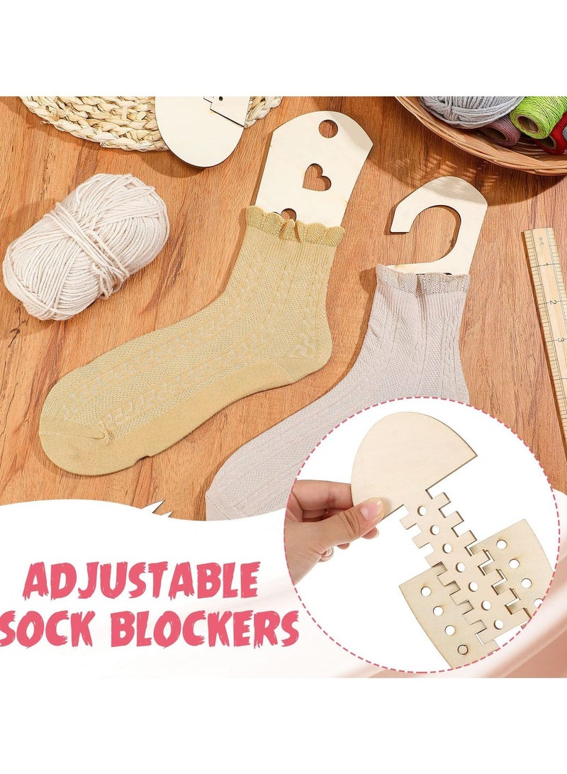 SYOSI SYOSI Wooden Sock Blockers for Knitting, Adjustable Sock Blocker for Knitting Crochet Stocking Display Molds Knit Sock Form Stretchers (4 Pieces)  - Image 3