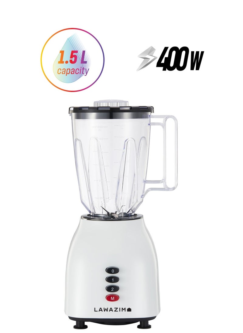 LAWAZIM 2-in-1 Electric Blender Button Control 1.5L 400W - White  - Image 1