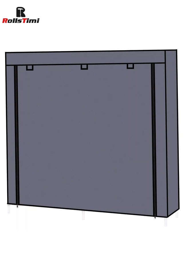 RollsTimi  Shoe Rack Storage Organizer Cabinet With Fabric Dust Cover 7 Tiers 14 shelves Grey - Image 5