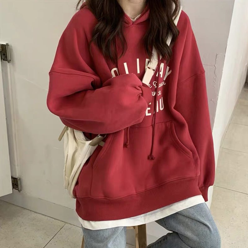 Thin hooded vests women autumn ins2023 Autumn New loose Korean hoodie Net red tide a generation of hair Navy blue - Image 3