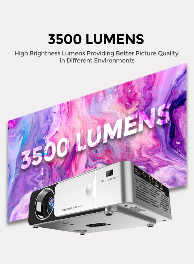 Wownect Wifi 3500 Lumens/Ideal Screen Size Upto 120 Inch For Small/Big Room Native Res 1280X720P Wireless Mirroring Home Theater Portable Projectors T6 720P Silver - Image 5
