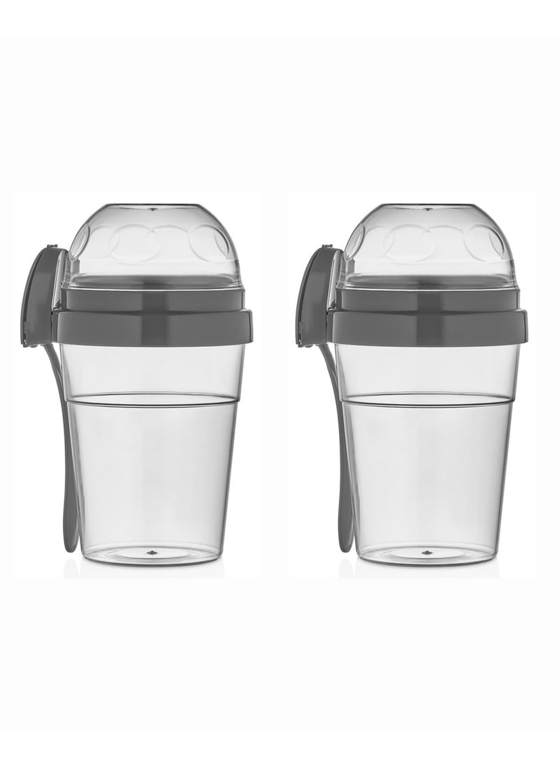 Plastic Kids Lunch Box with Spoon 2 Pcs Set - Image 1