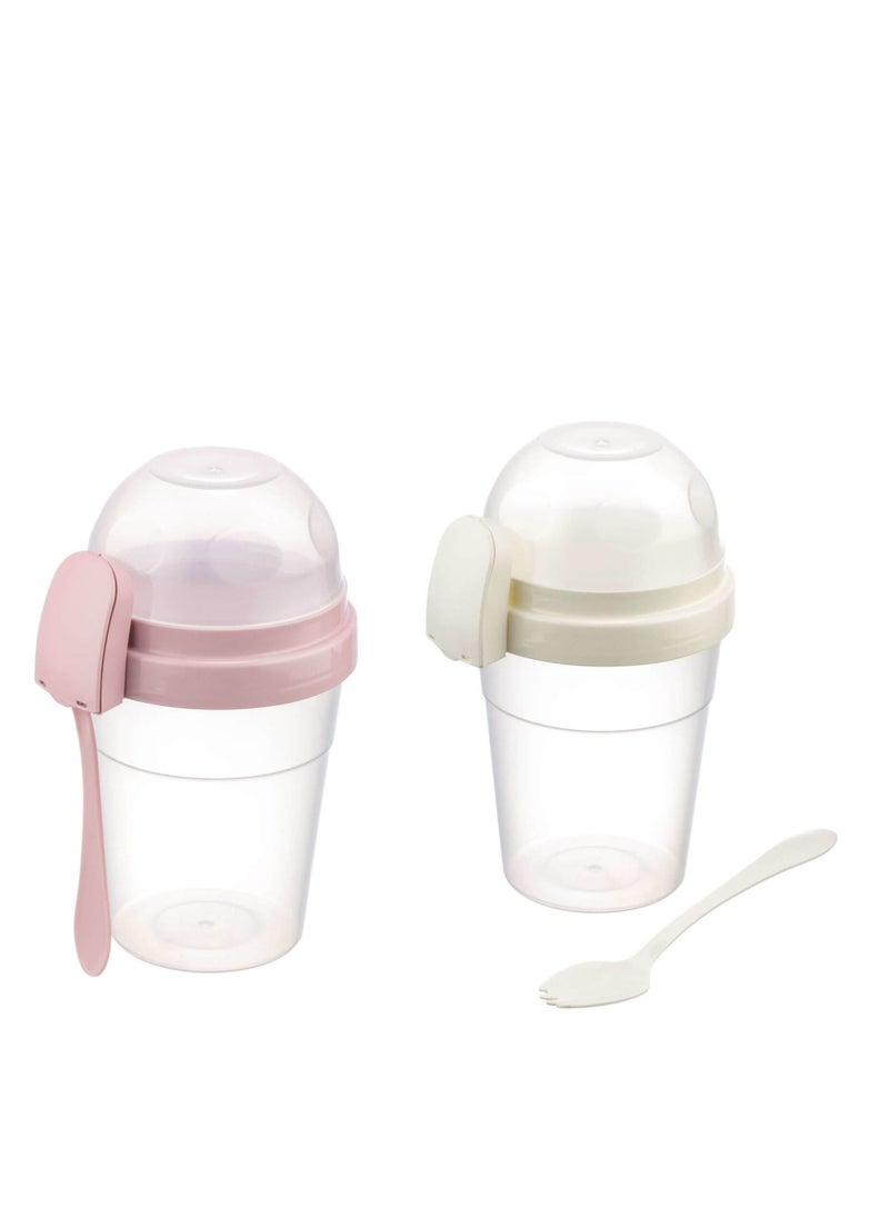 Generic Plastic Kids Lunch Box with Spoon 2 Pcs Set  - Image 1