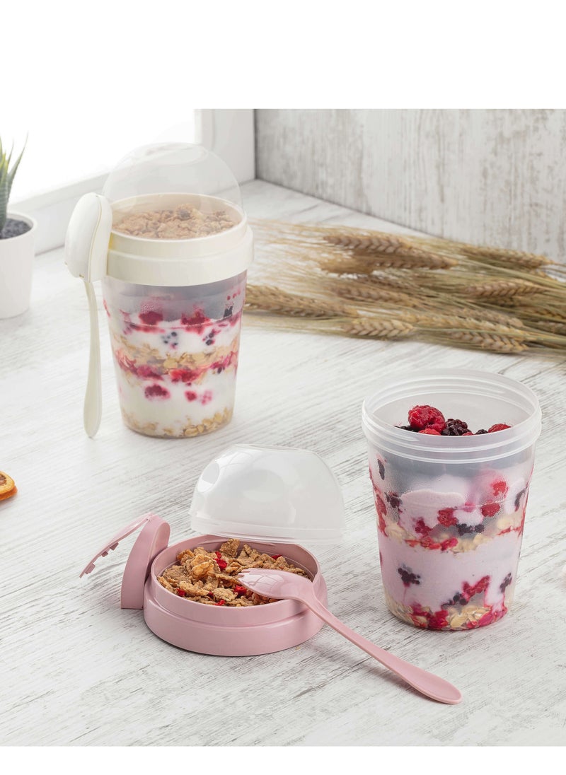 Generic Plastic Kids Lunch Box with Spoon 2 Pcs Set  - Image 2