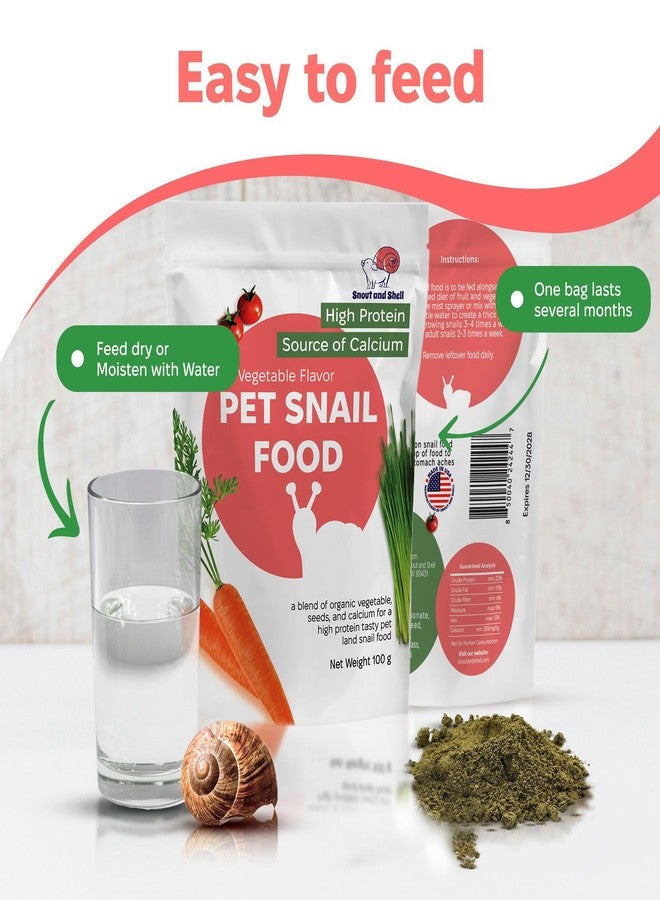 Snout and Shell Snout & Shell Vegetable Flavored Pet Land Snail Food - Tasty High-Protein, Calcium Blend for Snails, Easy Addition to Your Garden Snails Terrarium or Snail Habitat - Image 4