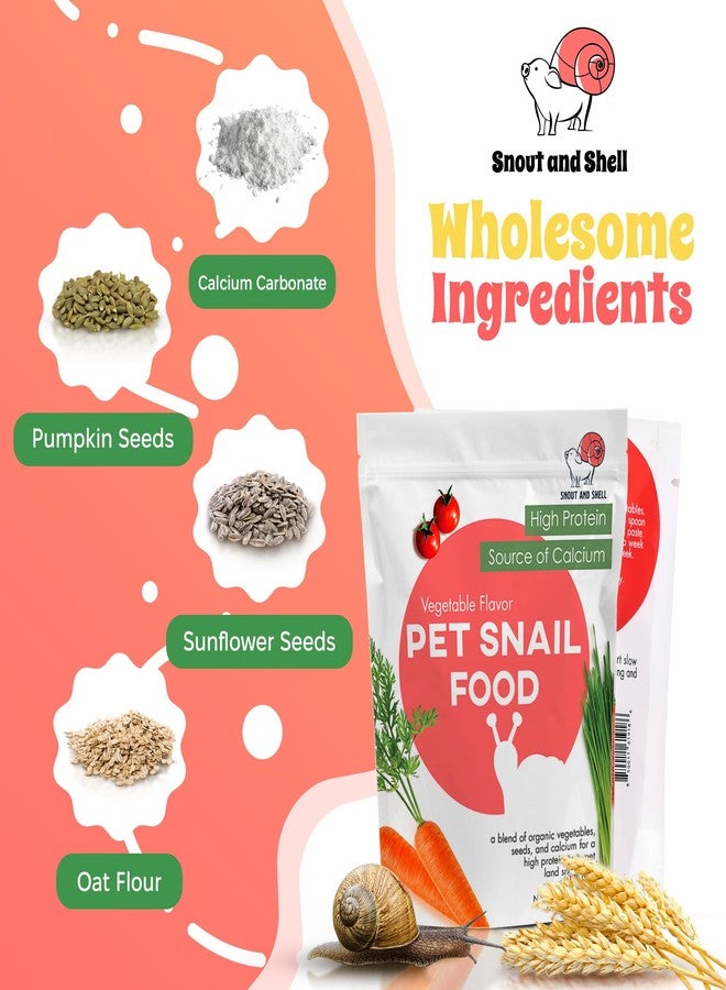 Snout and Shell Snout & Shell Vegetable Flavored Pet Land Snail Food - Tasty High-Protein, Calcium Blend for Snails, Easy Addition to Your Garden Snails Terrarium or Snail Habitat - Image 3