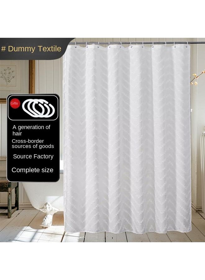 Bluejw - Cut Flower Polyester Waterproof Shower Curtain Fabric Hotel Bathroom Shower Curtain Waterproof Mildew Proof Modern Simple Geometric Shower Curtain - Image 1