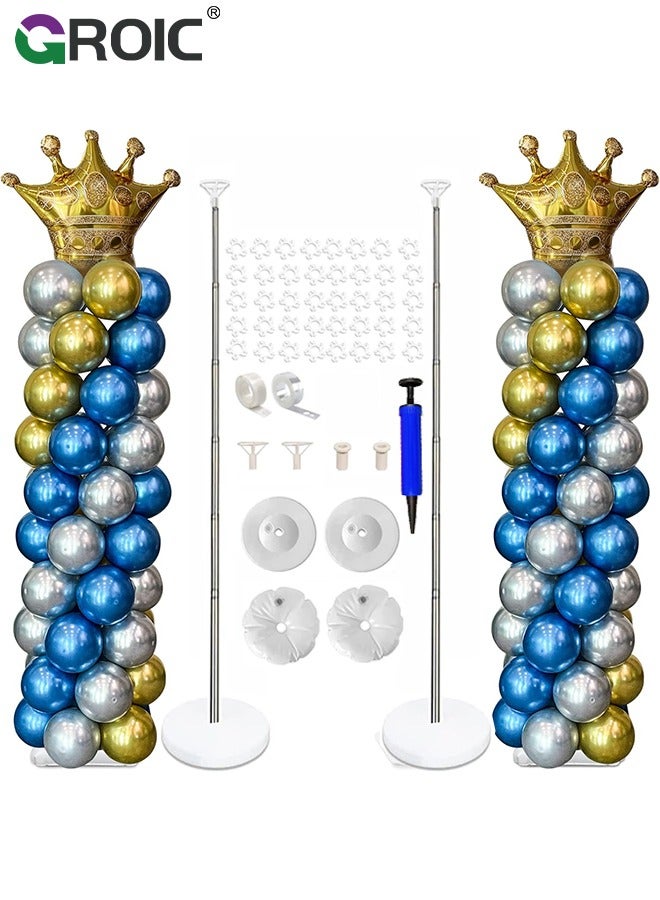 GROIC 2PCS Balloon Column Stand Kit Set,Ajustable Balloon Column Kits and 152 Pcs Balloons,Adjustable Metal Balloon Tower,Party Decoration,Balloon Centerpiece for Table and Balloon Column Stand for Floor - Image 1